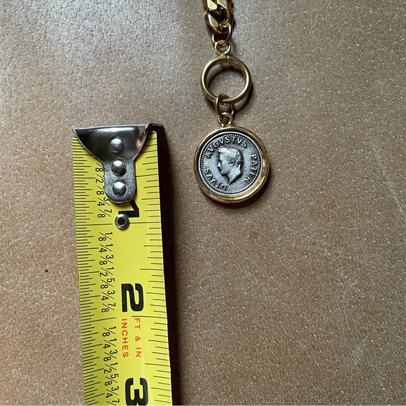 Gold silver plated Roman augustus coin gold plated curb chain toggle choker - Picture 8 of 8